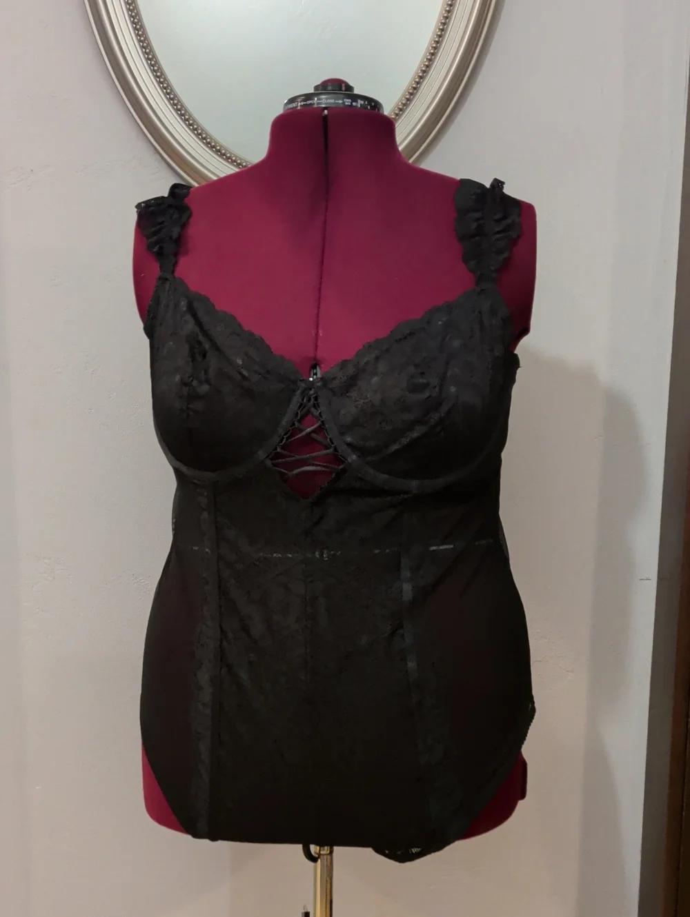 Black Lace Bustier Bodysuit - Classic Shaping Camisole